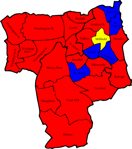 A Map Of The Results Of The 2006 Sunderland Council - Map (426x480)