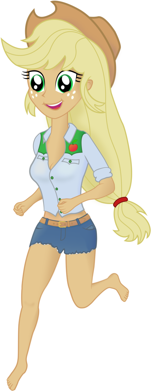 Applejack Equestria Girls By Ogoroman - Cartoon (562x1419)