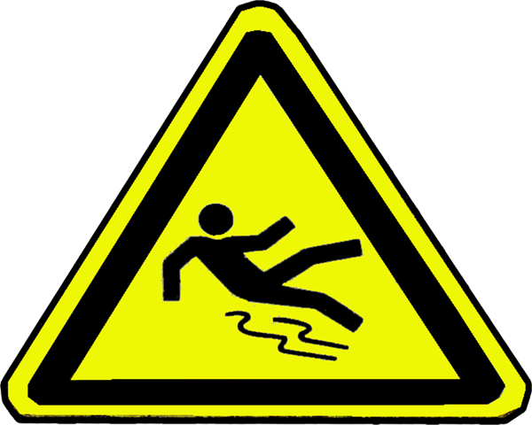 Caution Slippery Sign Png (600x480)