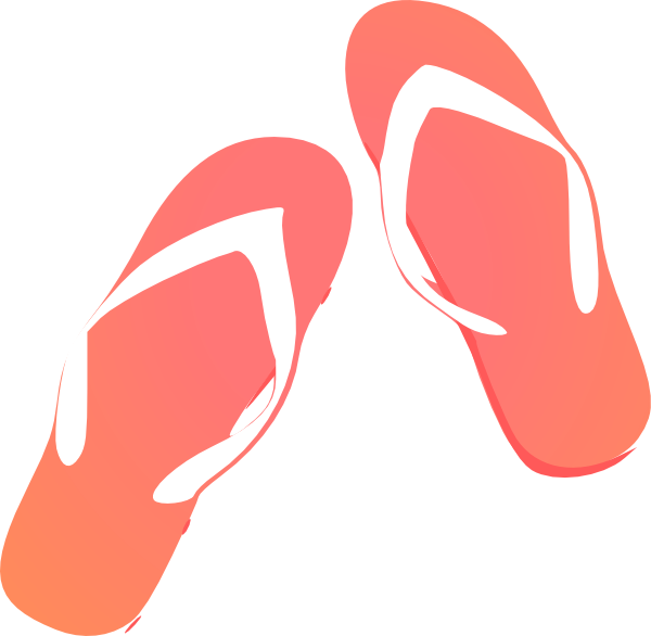 Dark Coral Flipflop Clip Art At Clker - Cartoon Flip Flop (600x586)