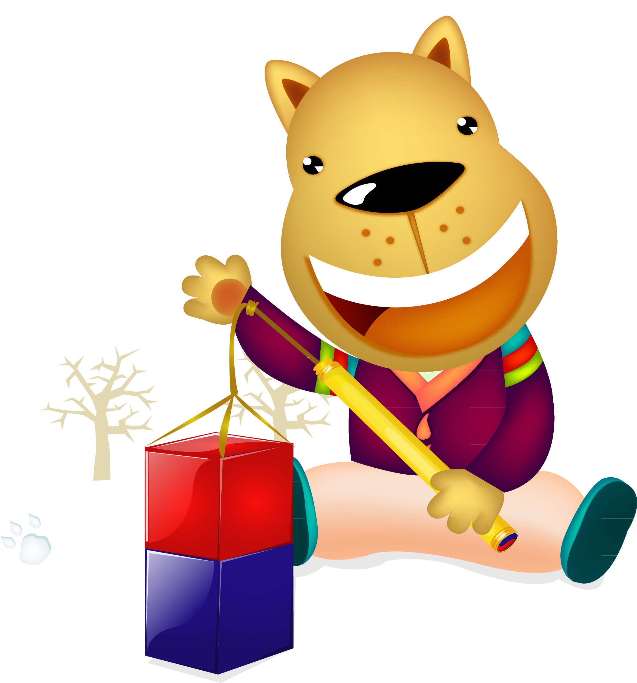 Dog Lantern Cartoon Chinese New Year - Dog Lantern Cartoon Chinese New Year (2118x2268)