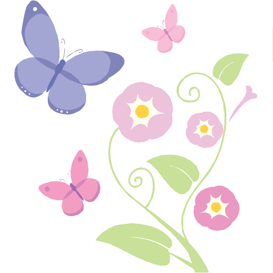 Lilac Flowers And Butterflies Png By Hanabell1 - Flowers And Butterflies Png (568x615)