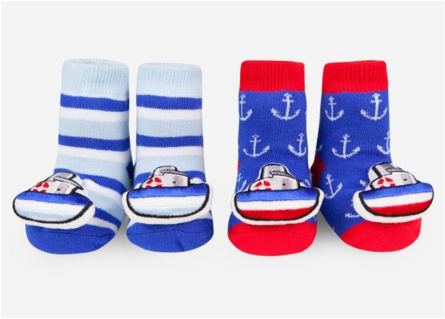 Tug Boat Rattle Socks - Waddle Rattle Socks 2pk, Tug Boats By Waddle (500x358)