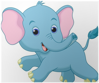 Baby Elephant Running Cartoon (400x400)