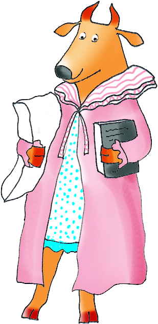 Cartoon Cow Going To Bed - Clip Art (328x655)