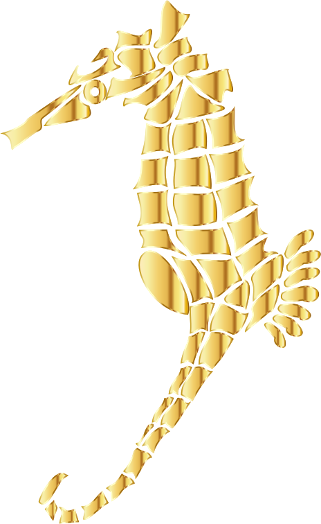 Medium Image - Gold Seahorse Clipart (464x756)