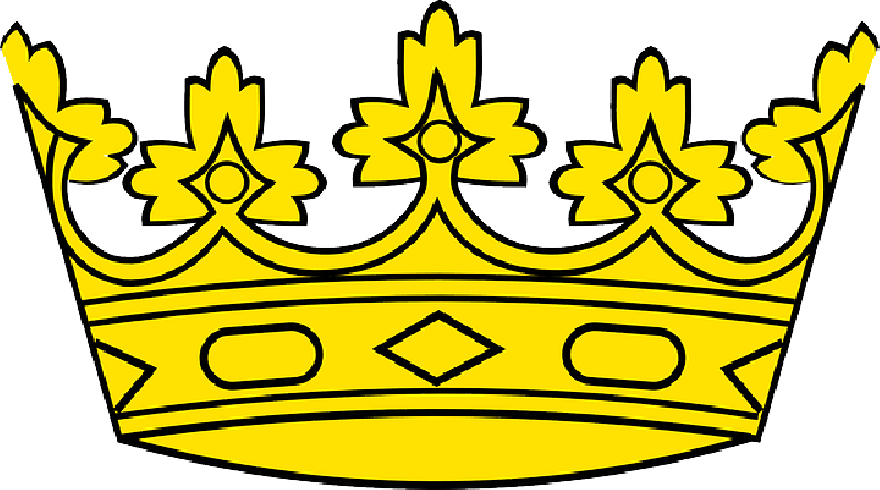 Head, King, Queen, Cartoon, Golden, Template, Gold - تاج كليب ارت (800x446)