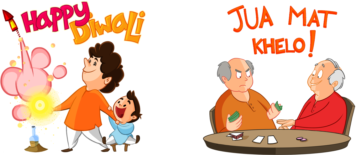 The Pack Went Live On Line Messenger During Deepavali, - Diwali Sticker (1182x500)