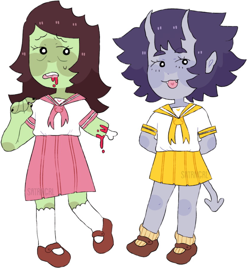 Monster Girl Adopts By Satrngrl - Cartoon (859x930)