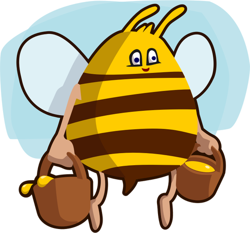 Lebah Kartun Membawa Madu - Bee Carrying Honey Shower Curtain (2226x2079)