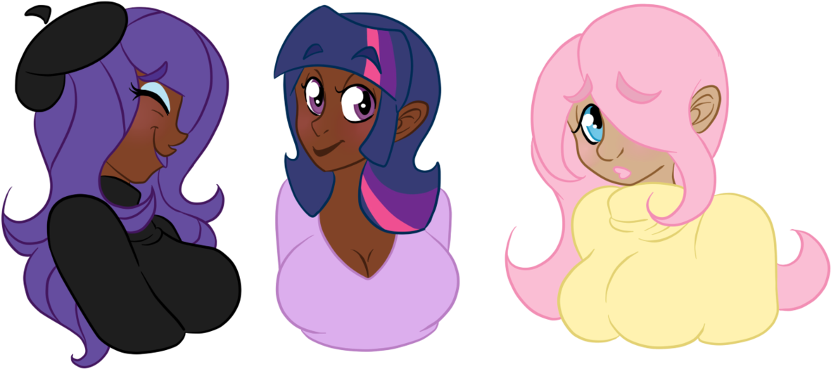 Rarity, Twilight Sparkle, And Fluttershy By Atelophobix - Twilight Sparkle X Rarity (1288x619)