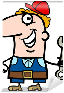 Manual Worker Cartoon Illustration Wall Mural • Pixers® - Painter Black And White Clipart (400x400)
