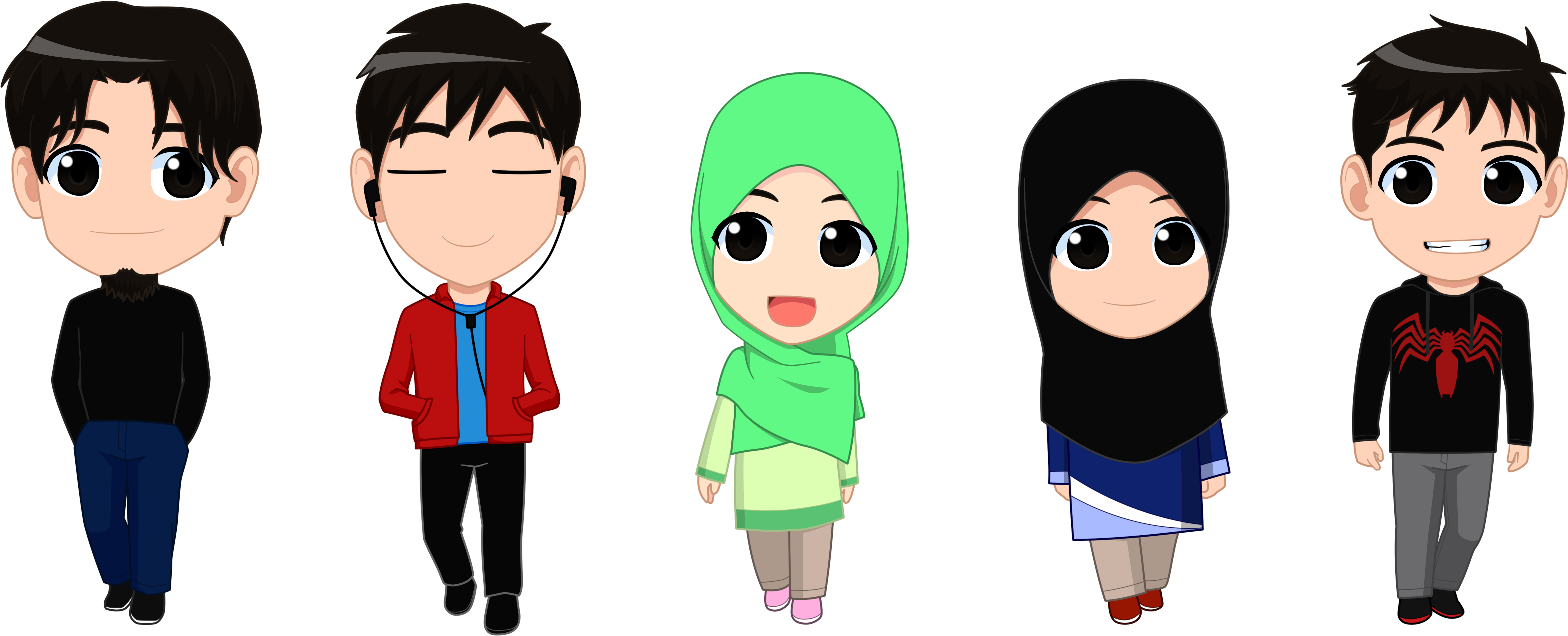 Chibi Siblings By Taj92 Chibi Siblings By Taj92 - Cartoon Muslimin (5439x2000)