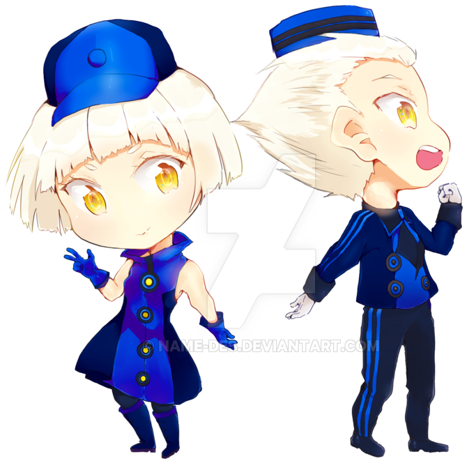 Velvet Room Siblings Theo And Liz By Name-des - Cartoon (900x779)