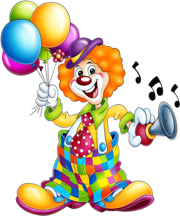 Funny Musical Party Clowns With Balloons - Clown Clipart (600x800)