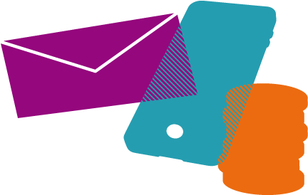 Illustration Of An Envelope, Phone And Coins - Mobile Phone (471x471)