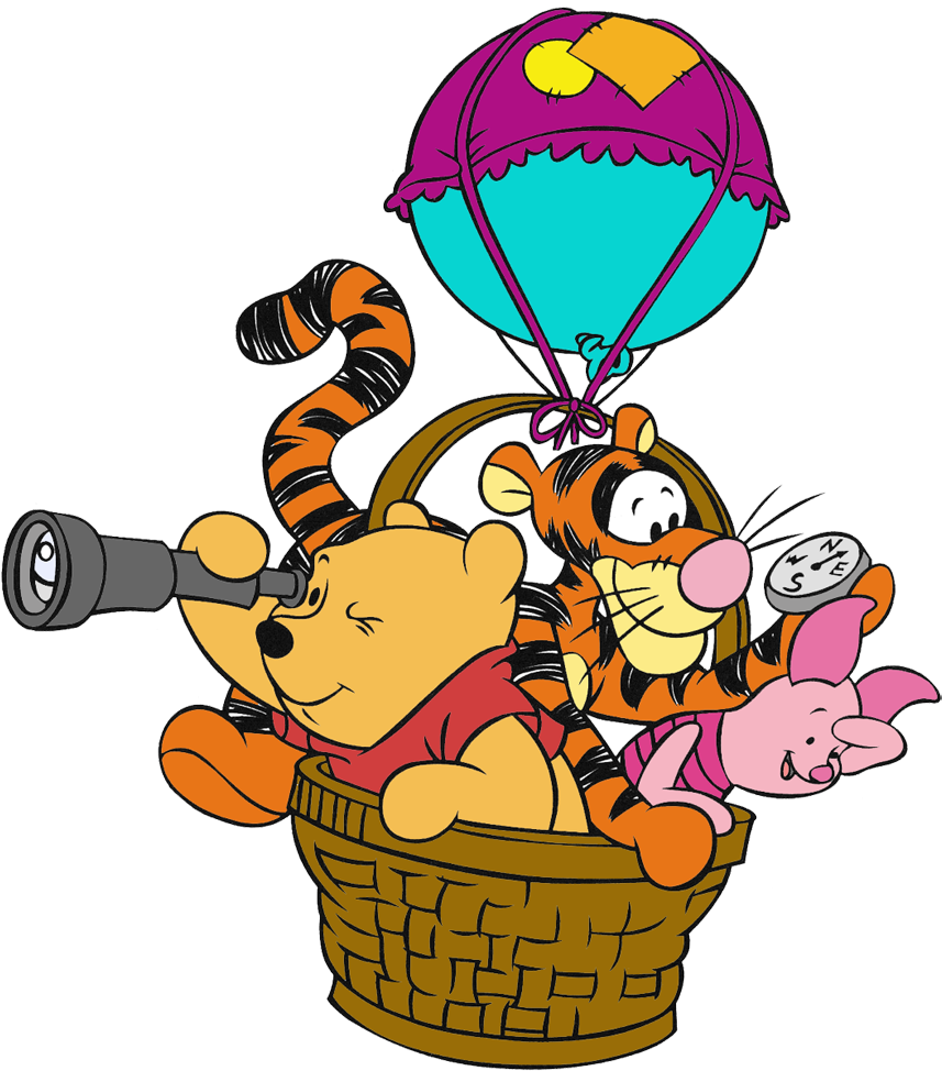 Winnie The Pooh Group Clipart - Winnie The Pooh Balloon Png (864x977)