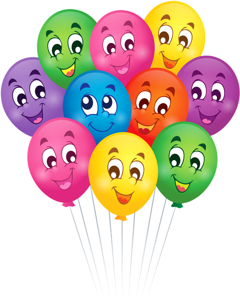 Balloons With Faces Cartoon Png Clipart Picture - Birth Day With Animation (491x600)