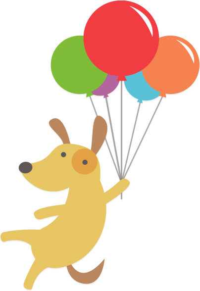Dog Balloon - Dog With Balloons Cartoon (404x588)