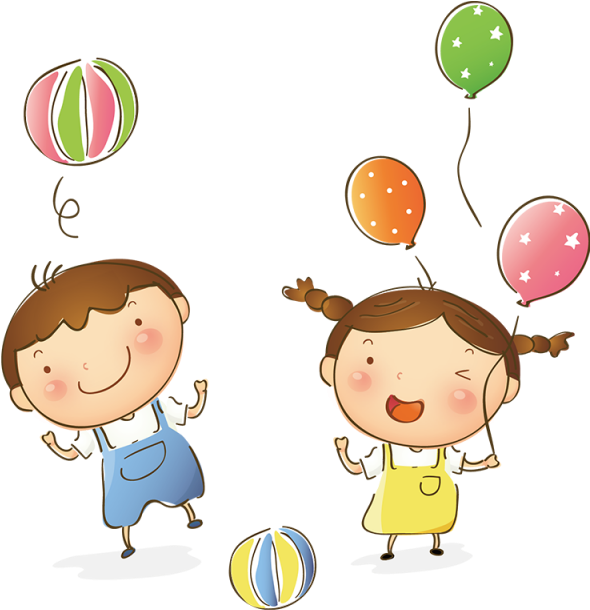 Children And Balloons, Balloons, Cartoon, Vector Png - 卡通 小孩 (640x640)