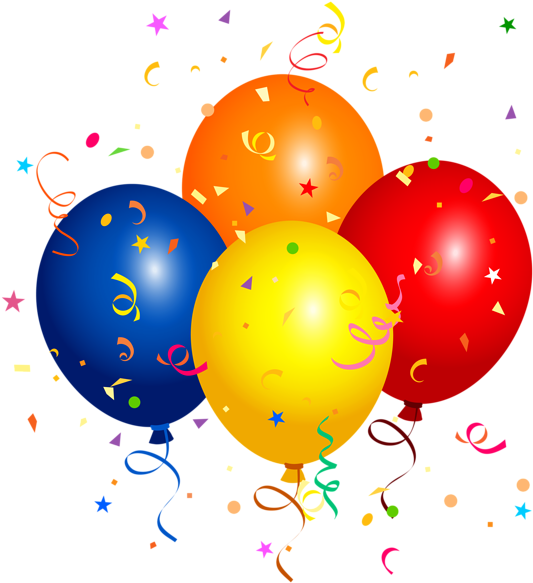 Confetti And Balloons Png Clipart Image - Balloons Png (548x600)