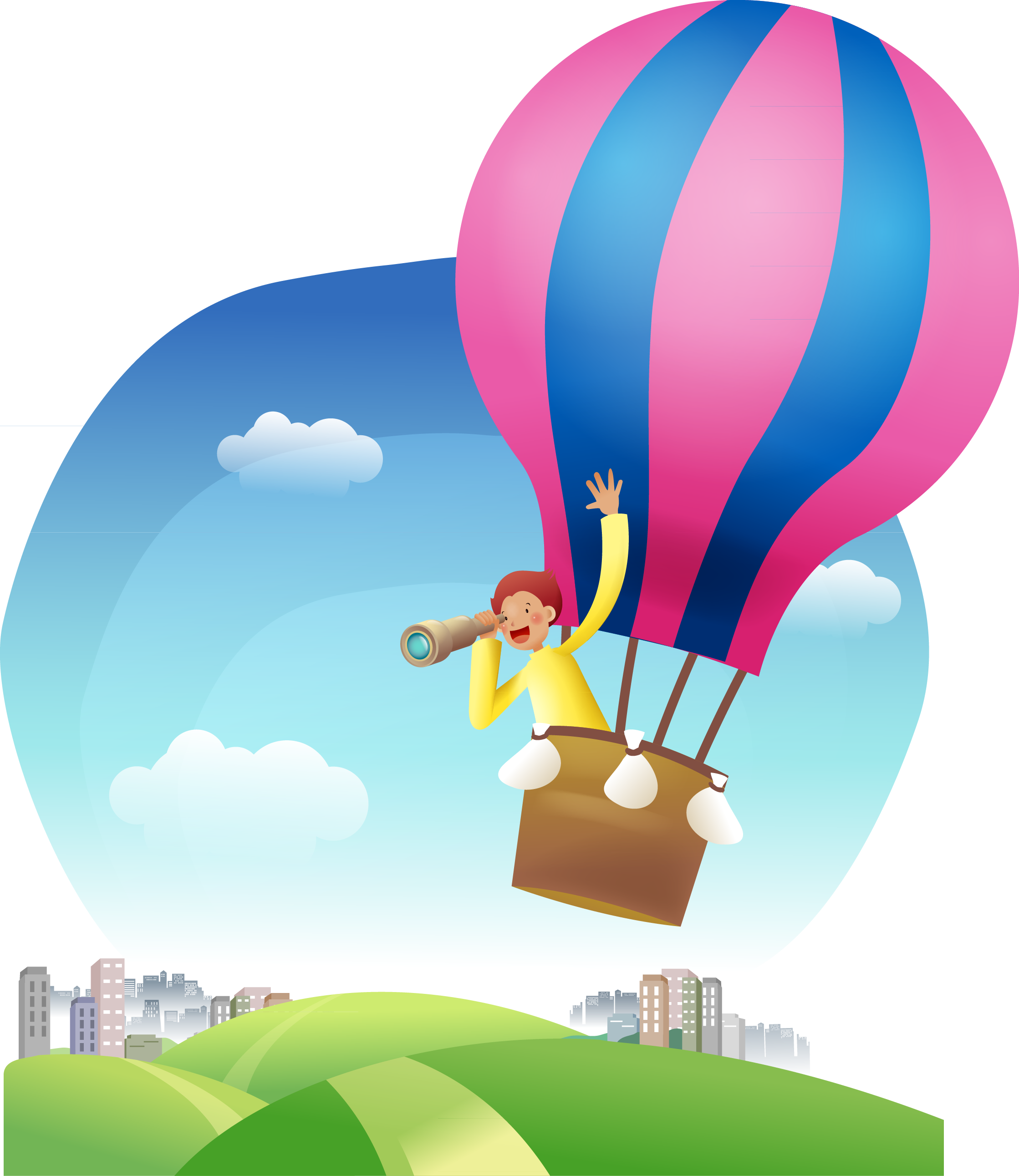 Hot Air Balloon Cartoon Illustration - Balloon Sky Cartoon Png (2238x2583)