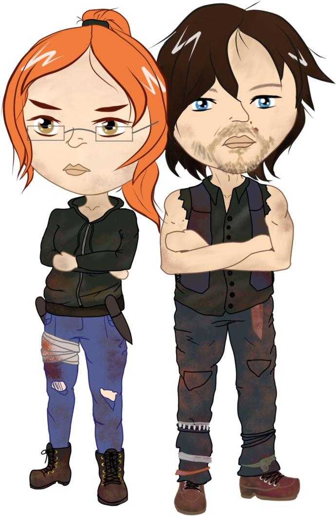 [c] The Walking Dead Oc And Daryl By Canelarose - Cartoon (720x1109)