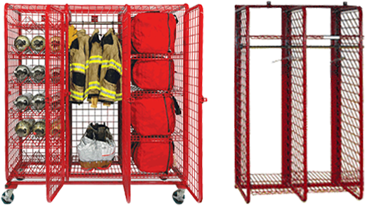Fire Station Turnout Lockers - Ready Rack 24 In. Wide Wall Mounted Storage Red Rack (530x290)