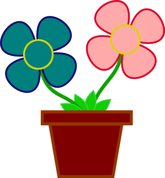 Flower 6 Png Clip Art - Flower In A Pot Cartoon (552x595)
