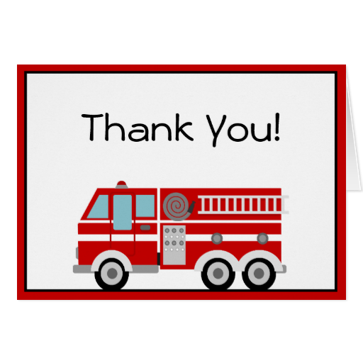 Red Fire Engine And Hat Thank You Note Cards - Feuer-lkw-geburtstags-party Personalisiert Servietten (512x512)
