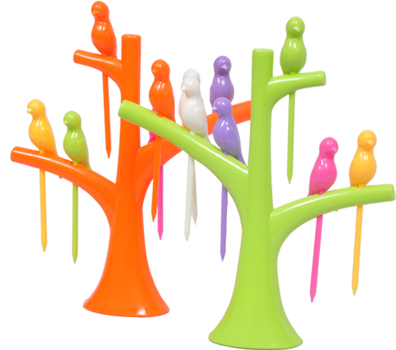 Birdy Fruit Fork - House Of Quirk Birdie Fruit Fork In 6 Colorful Birds (600x600)