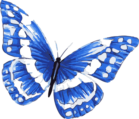 Blue Morpho Butterfly Tattoo In Watercolor Art With - Blue And White Butterfly (450x385)