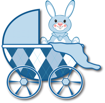Free Clip Art For Birth Announcements Blue Baby Carriage - Baby Stroller Clipart Blue (400x391)