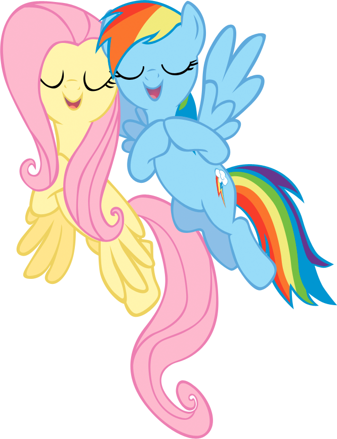 Singing Fluttershy And Rainbow Dash Vector By Rhubarb-leaf - Rainbow Dash And Fluttershy Png (666x869)