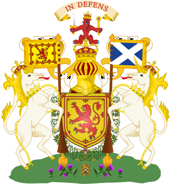 On The Union Of The Crowns, The Arms Were Quartered - Unicorn National Animal Of Scotland (553x600)