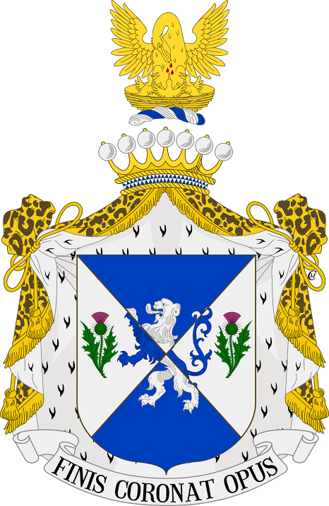 Per Saltire Azure And Argent, Countercharged With Lion - Mathieu Chaine Heraldry (466x715)