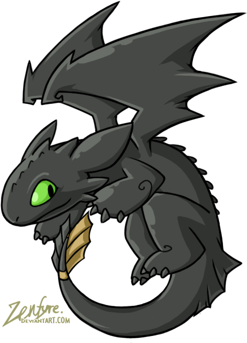 Night Fury By Zenfyre - Cute Toothless Drawing (500x700)