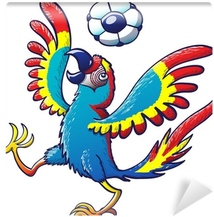 Cool Macaw Playing With A Soccer Ball On Its Head Wall - Guacamayo Verde Animado (400x400)