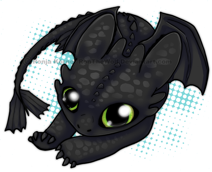 Night Fury Chibi By Ronthewolf - Cartoon (678x551)
