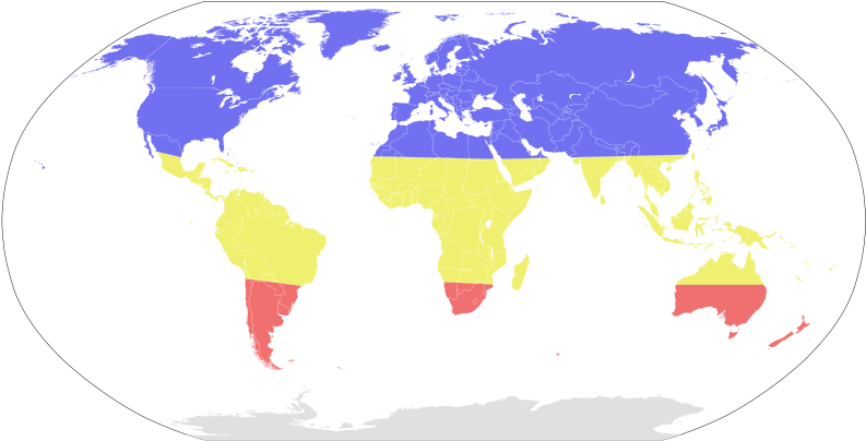 Seasonal Risk Areas [influenza] - Federal Countries In The World (800x411)