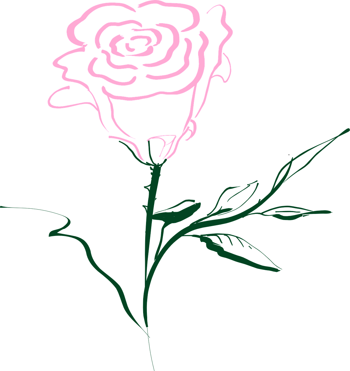 How To Draw A Simple Rose - Rose Clip Art (1208x1280)