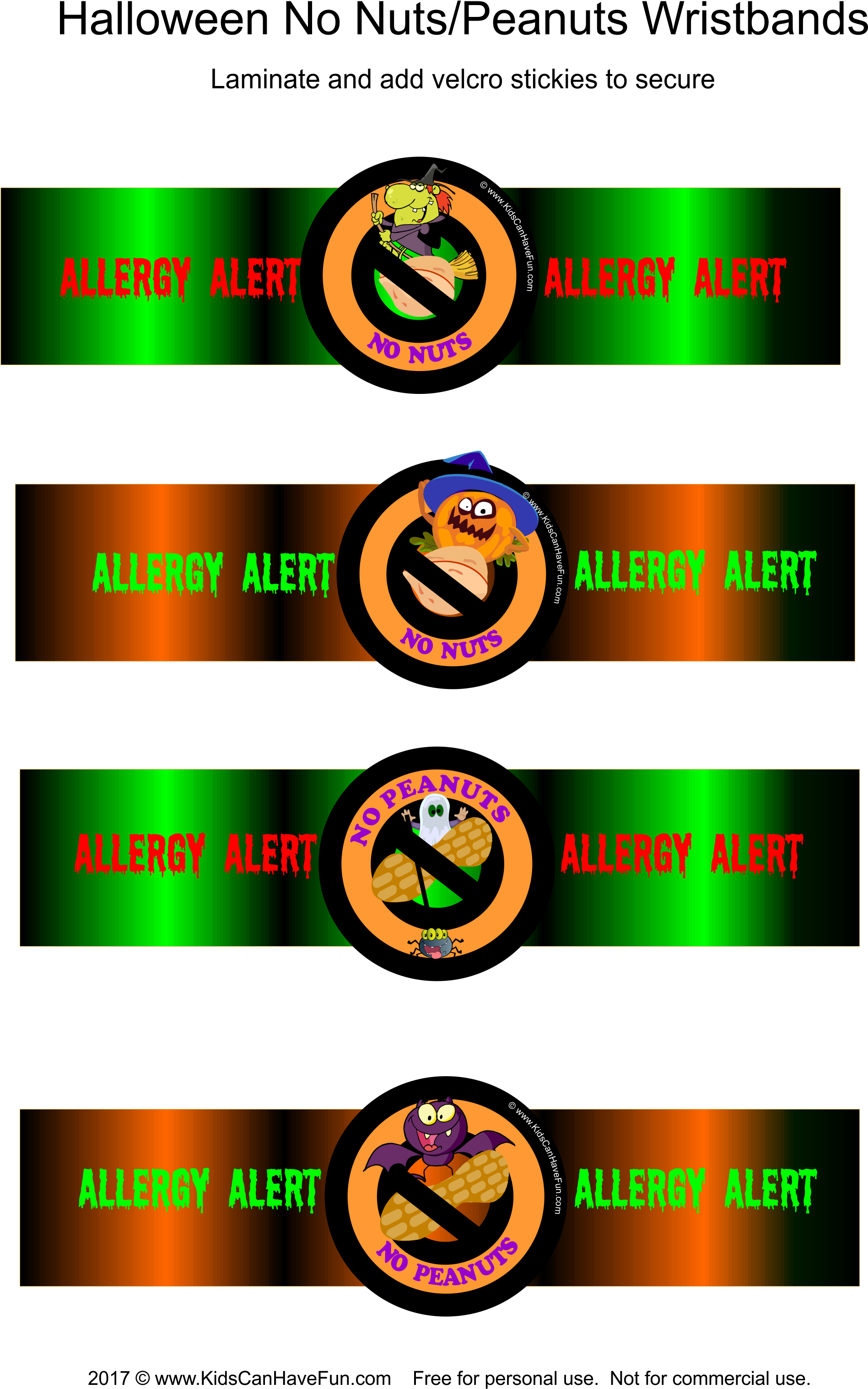 Halloween Allergy Alert Wristbands - Halloween Allergy Alert Wristbands (2544x3308)