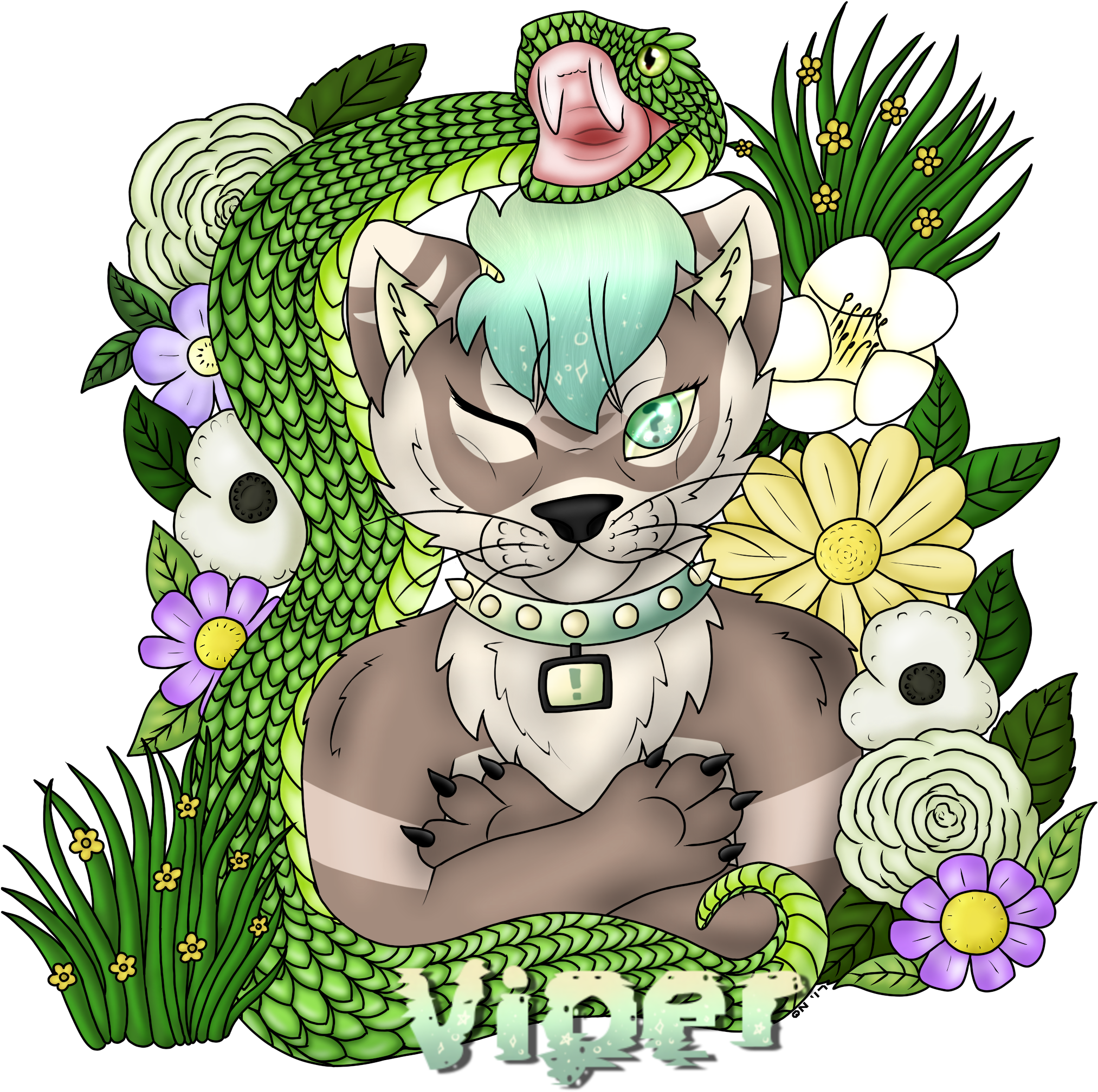 A Flower Badge Is A Fully Shaded, Highlighted Bust - Cartoon (2048x2048)