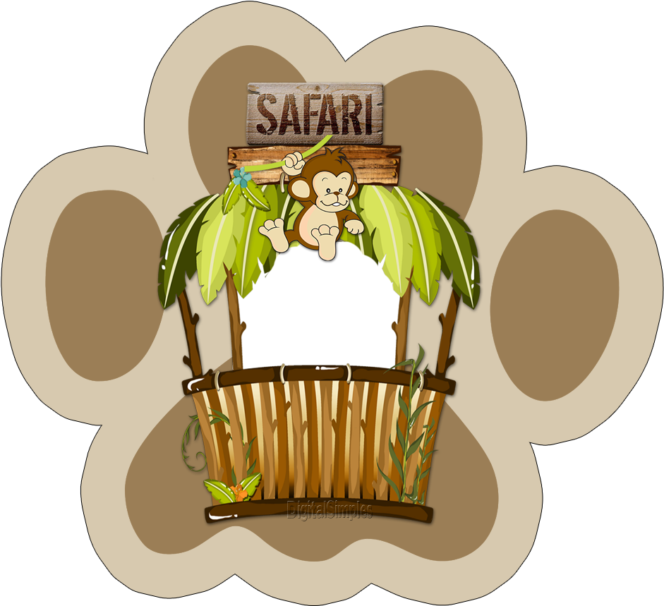 Kit Digital De Aniversário Tema Safári Menino Para - Frame Safari Redondo Png (1062x958)