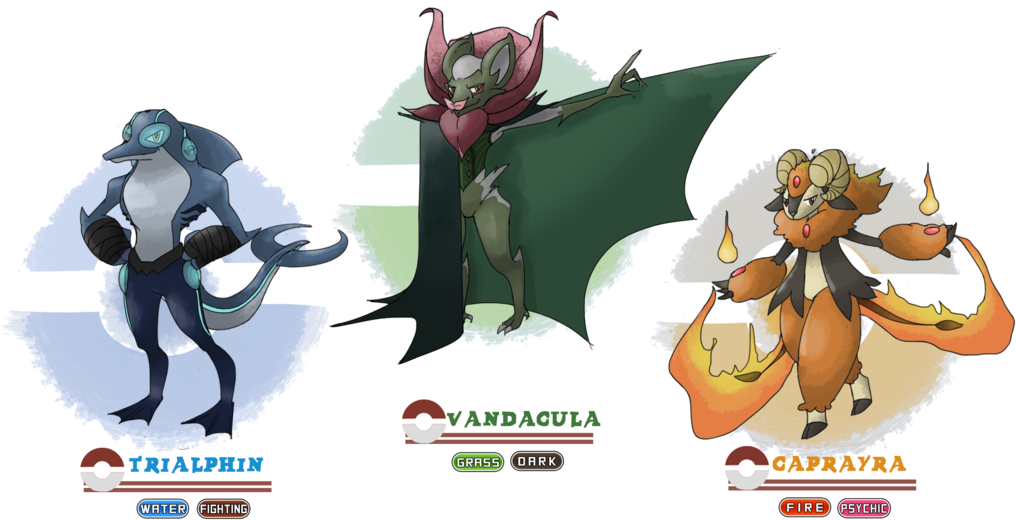 Fakemon Starters 3rd Evo By Cooldeadpool15 - Fakemon 2017 (1024x538)