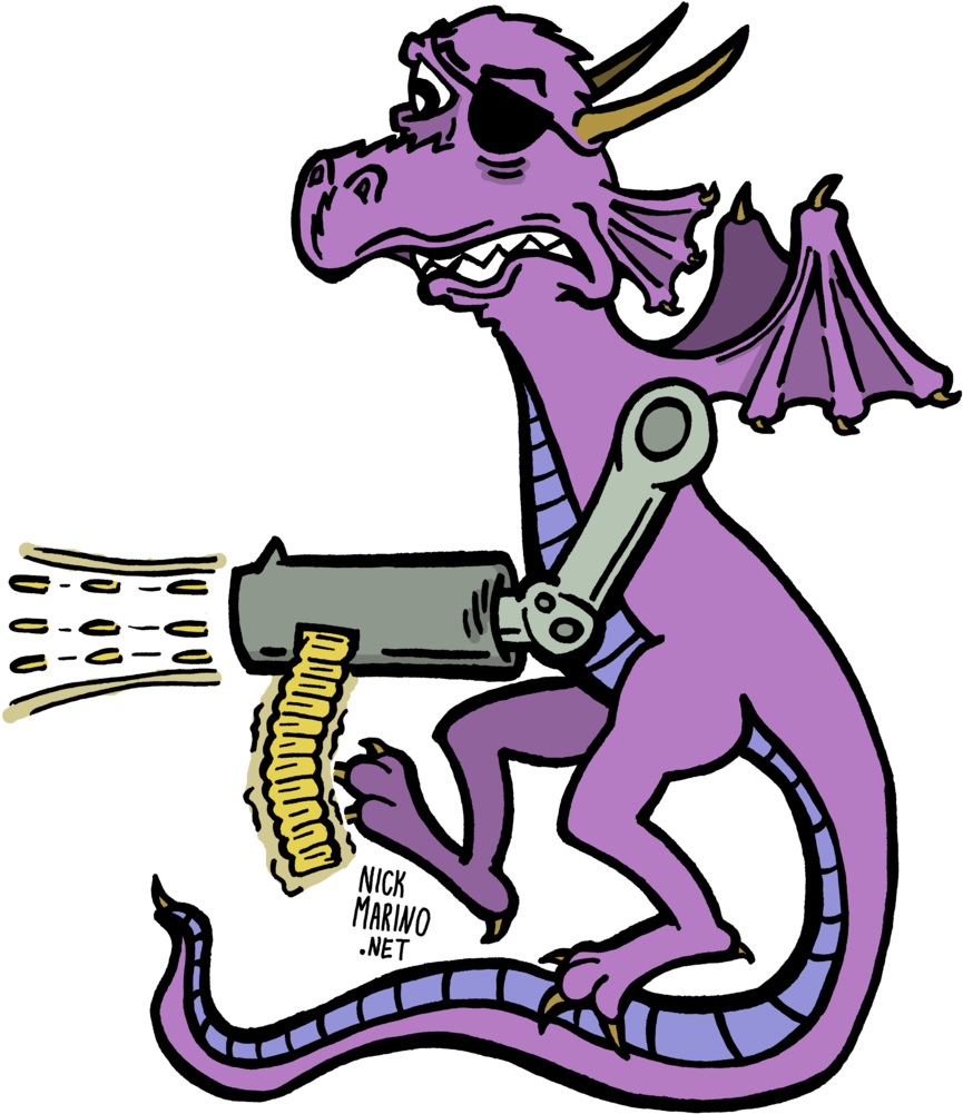 Dragon With A Machine Gun Arm By Nickmarino - Dragon With A Machine Gun Arm By Nickmarino (900x1044)