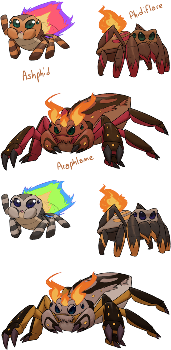 Fakemon Collab Fire Starters - Peacock Spider Fakemon (632x1264)