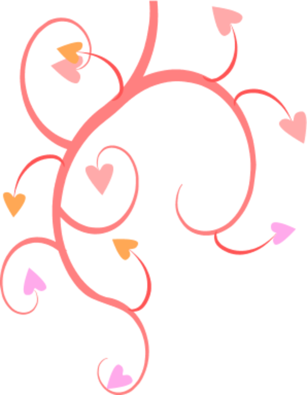Hearts Growing From Swirly Branch - Hearts And Flowers Clip Art Png (600x773)
