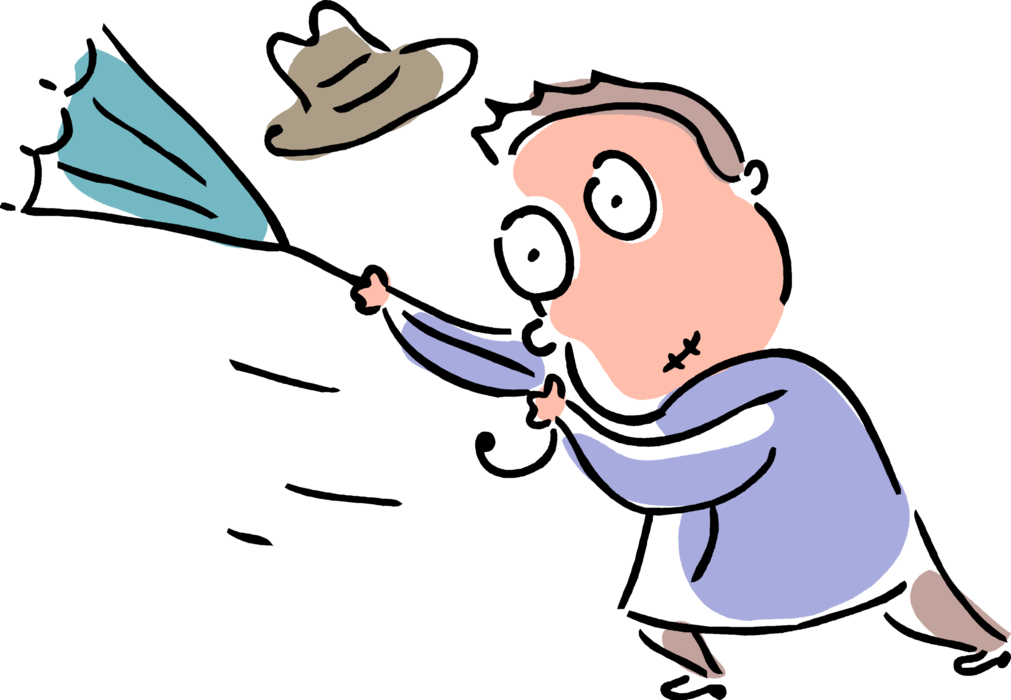 Vector Illustration Of Businessman On Blustery Windy - Vector Illustration Of Businessman On Blustery Windy (1011x700)