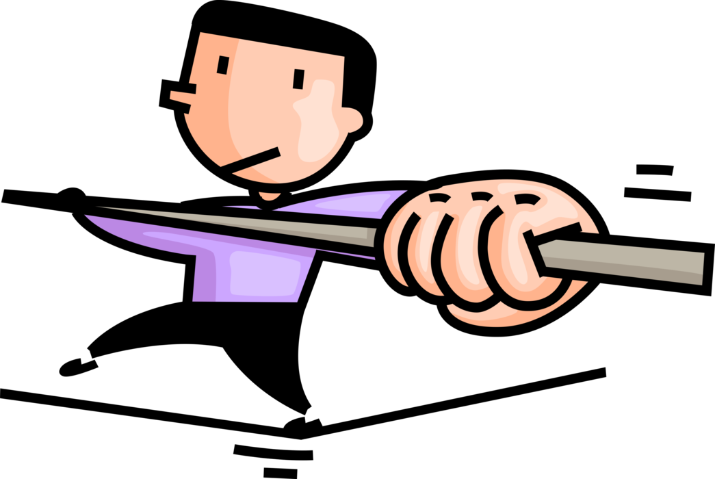 Vector Illustration Of Highwire Tightrope Acrobat Walking - Royalty-free (1045x700)